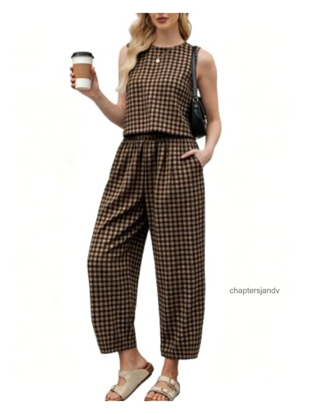Womens Gingham 2 Piece Summer Matching Sets